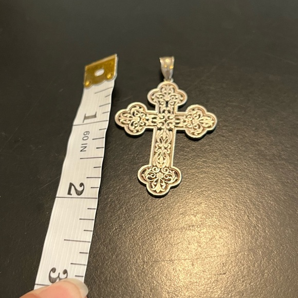 Sterling Silver Christian Greek Orthodox Filigree Cross - Picture 4 of 8